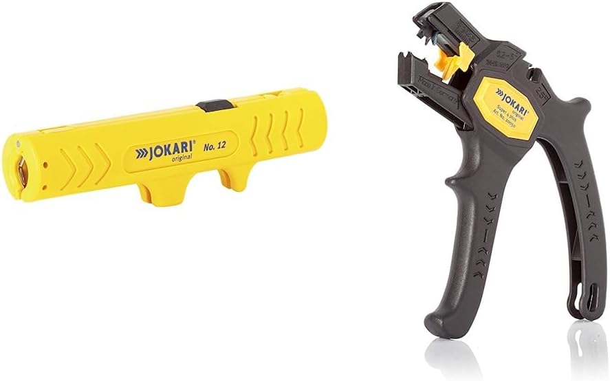 JOKARI T30120 Universal Entmanteler Nr. 12, 30120 & 20050 Abisolierzange Super 4 plus, Schwarz, 1 Stück