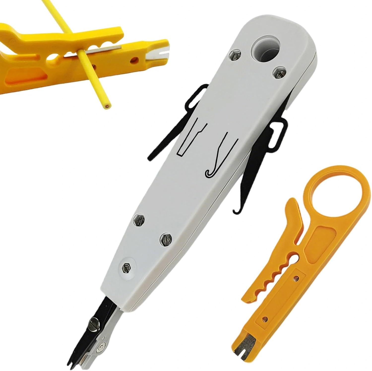 2-teiliges LSA Auflegewerkzeug Set, Netzwerk Anlegewerkzeug mit Drahtschneider, für CAT3-CAT7a Kabel, Netzwerkdosen Patchfelder Telefondosen