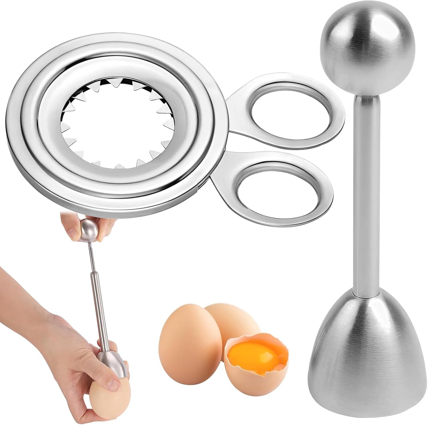 2 Stück Edelstahl Eierköpfer Set Eierschalenöffner Sauberes Öffnen