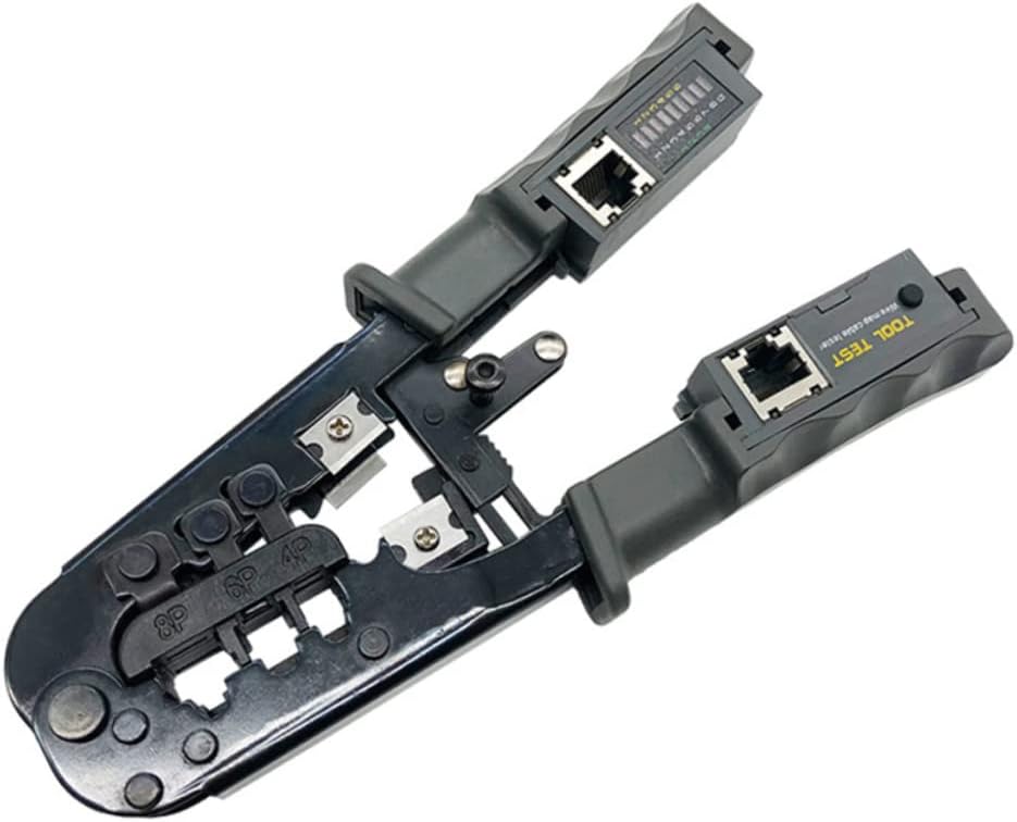 STOBOK Kabelcrimpzange Netzwerkzange Mit Prüfgerät Stecker Multifunktions-ratschen-drahtzange Aus Robustem Werkzeugstahl Mit Abisolierer Und Crimp-ratsche Für Schnelles Schneiden Und Crim