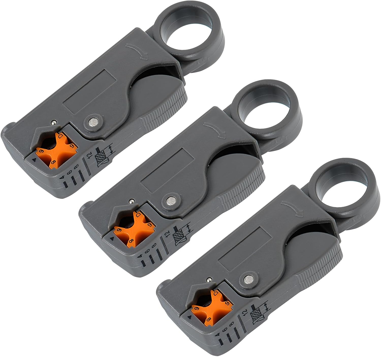 QUARKZMAN Rotierendes Koax Koaxial Kabel Abisolierzange Werkzeug für RG58/59/62/6/3C2V/4/5C Draht Abisolierzange Netzwerk Werkzeug Draht Zange Crimper 3 Grau