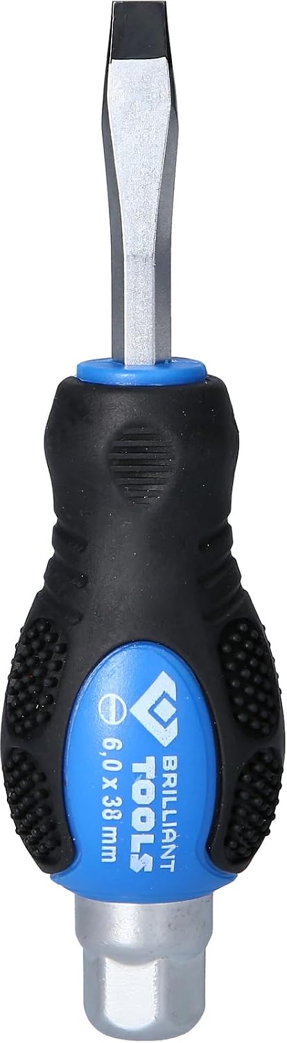 BRILLIANT TOOLS BT034803 Schraubendreher mit Schlagkappe 6, 0x38mm, Schlitz [Powered by KS TOOLS]
