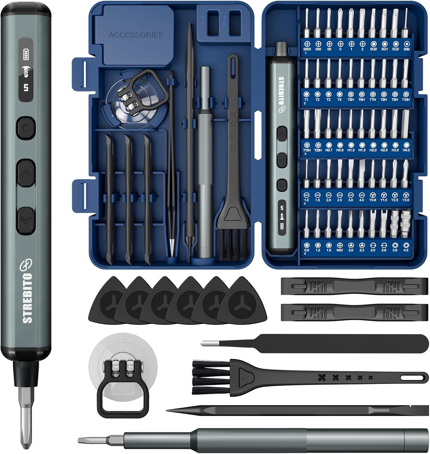 STREBITO Mini elektro schraubendreher mit S2 bits elektronik werkzeug set