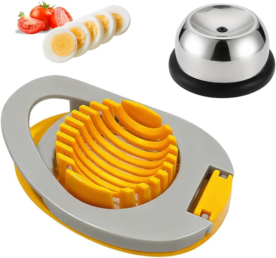 Eierpiekser Eierstecher Eipicker - 1x Eierpiekser und 1x Eierschneider aus Edelstahl, Eierschneider mit Edelstahldraht, Egg Slicer Schneider, Eierlocher für Küchenzubehör, Eischneidewerkzeug (2er Set)