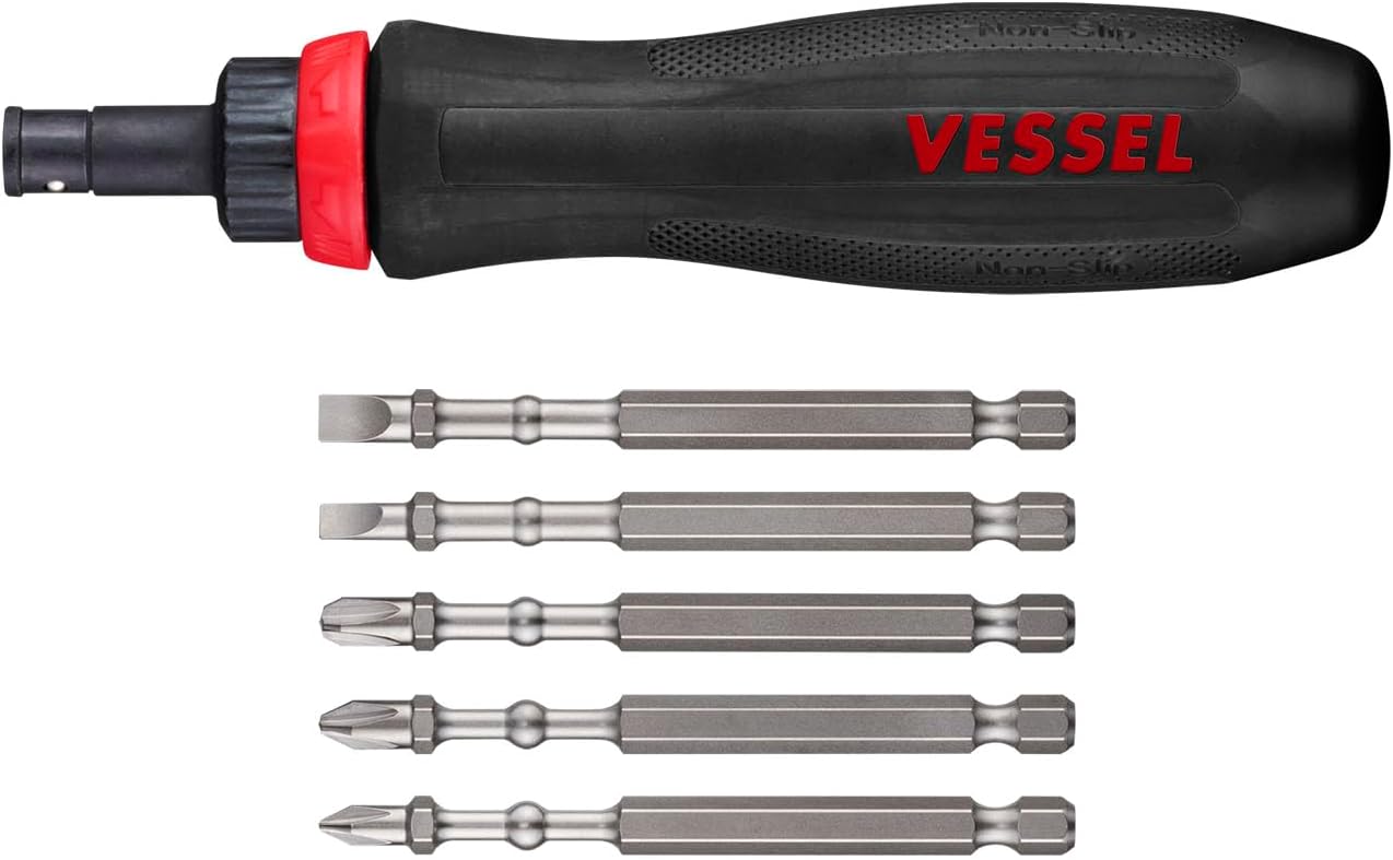 (US-Modell) VESSEL Austauschbarer Ratschen-Schraubendreher, 5-teiliges Bit-Set