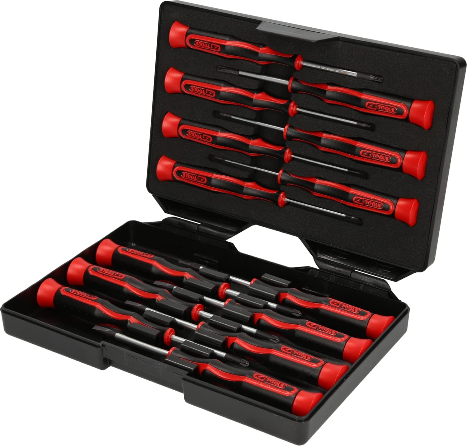 KS Tools 500.7170 Feinmechanik-Schraubendreher-Satz PH, Schlitz, TX, 14-tlg., Schwarz