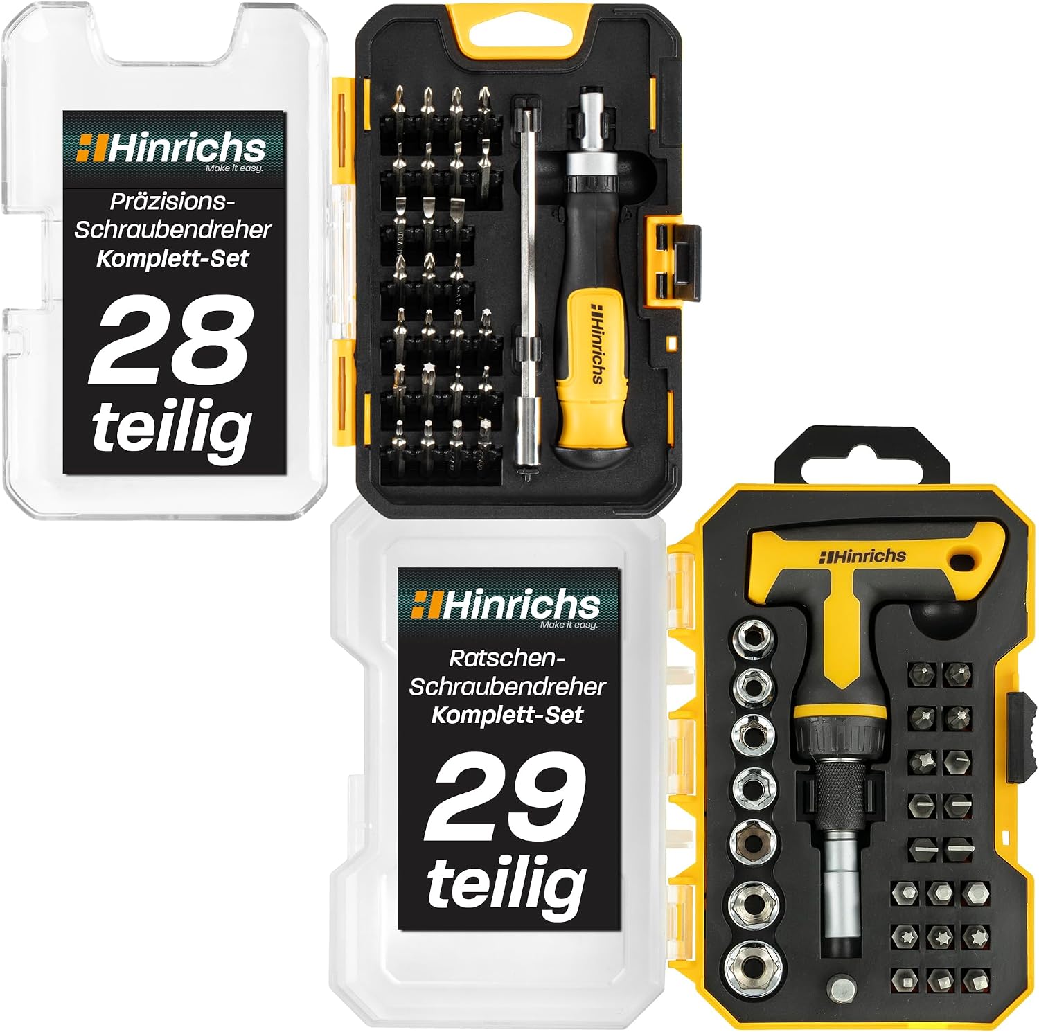 Hinrichs Schraubendreher Set 57-teilig mit T-Griff Ratsche und Bits
