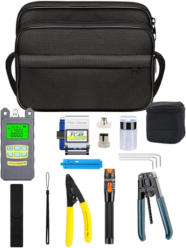 9 In 1 Faseroptik FTTH Toolkit mit FC-6S Fiber Cleaver und optischer Leistungsmesser 5km Visual Fault Locator Abisolierzange