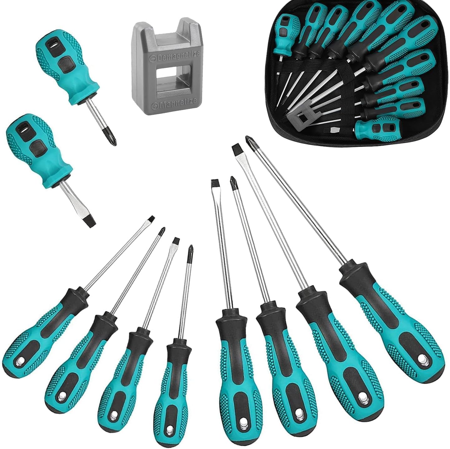 10-teiliges Schraubendreher Set Magnetisch, Kreuzschlitzschraubendreher, Schlitzschraubendreher, Screw Driver, Screwdriver Set -Vanadium-Stahl mit Magnetischen Spitzen und Ergonomischem Griff