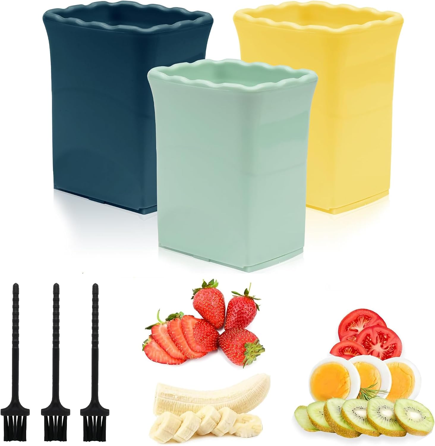 Erdbeerschneider, Eierschneider, Becherschneider, Obstschneider, scharfe Edelstahlklinge, Obstsalat für weiche Früchte, Banane, Kiwi, schnelle Herstellung