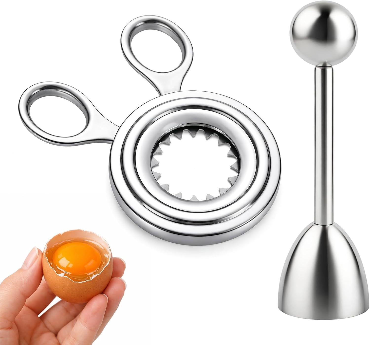 2 Stück Eierköpfer Edelstahl,Eierschalensollbruchstellenverursacher,Eiersollbruchstellenverursacher,Sollbruchstellenverursacher Ei,Eieröffner für Gekochte Eier,Eierköpfer Testsieger,Eierschalenöffner