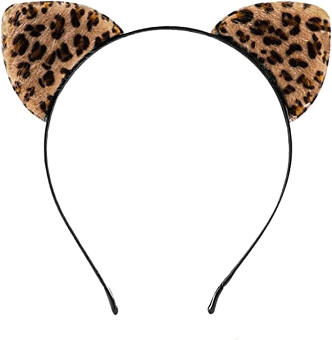 Leoparden-Haarreif Katzenohren Kurzplüsch Halloween Karneval Cosplay Kostüm
