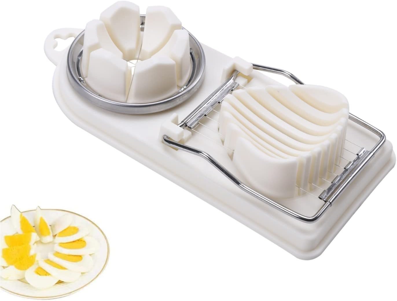 Eierschneider 2 in 1 Rot, Edelstahl 304 spülmaschinenfest für gekochte Eier und hart gekochte Eier, zum Schneiden in Scheiben und Spalten, Küchenhelfer für Salat, Frühstück und Vorspeisen