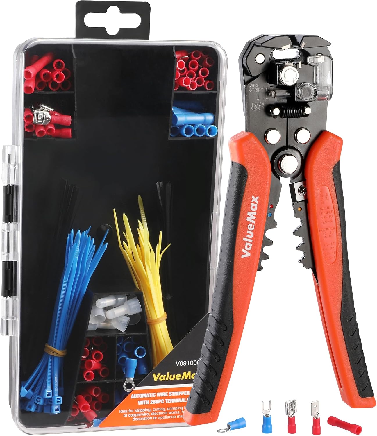 ValueMax 3-IN-1 Abisolierzange 200mm Automatisch, Crimpzange Drahtschneider zum Abisolieren, Crimpen und Schneiden, Multitool für Kabel von AWG 24-10 (0,2-6,0 mm²)