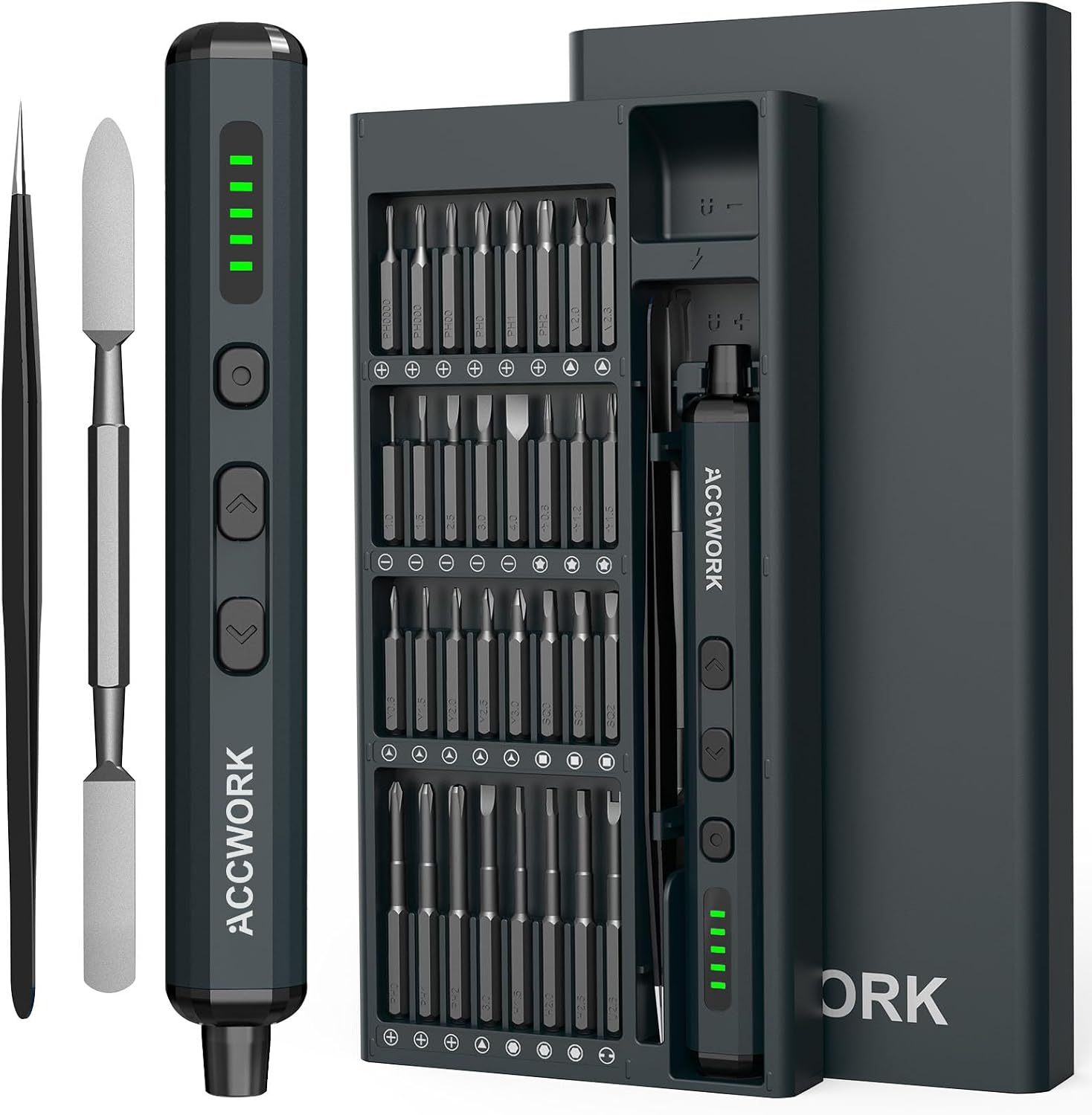 Elektrischer Schraubendreher, 68 in 1 Präzisions Electric Screwdriver - mit 64 Magnetischen S2 Bits 5 Gänge Drehmoment LED Bildschirm Magnetische Elektro Schraubendreher für Laptop, Brillen, Uhren