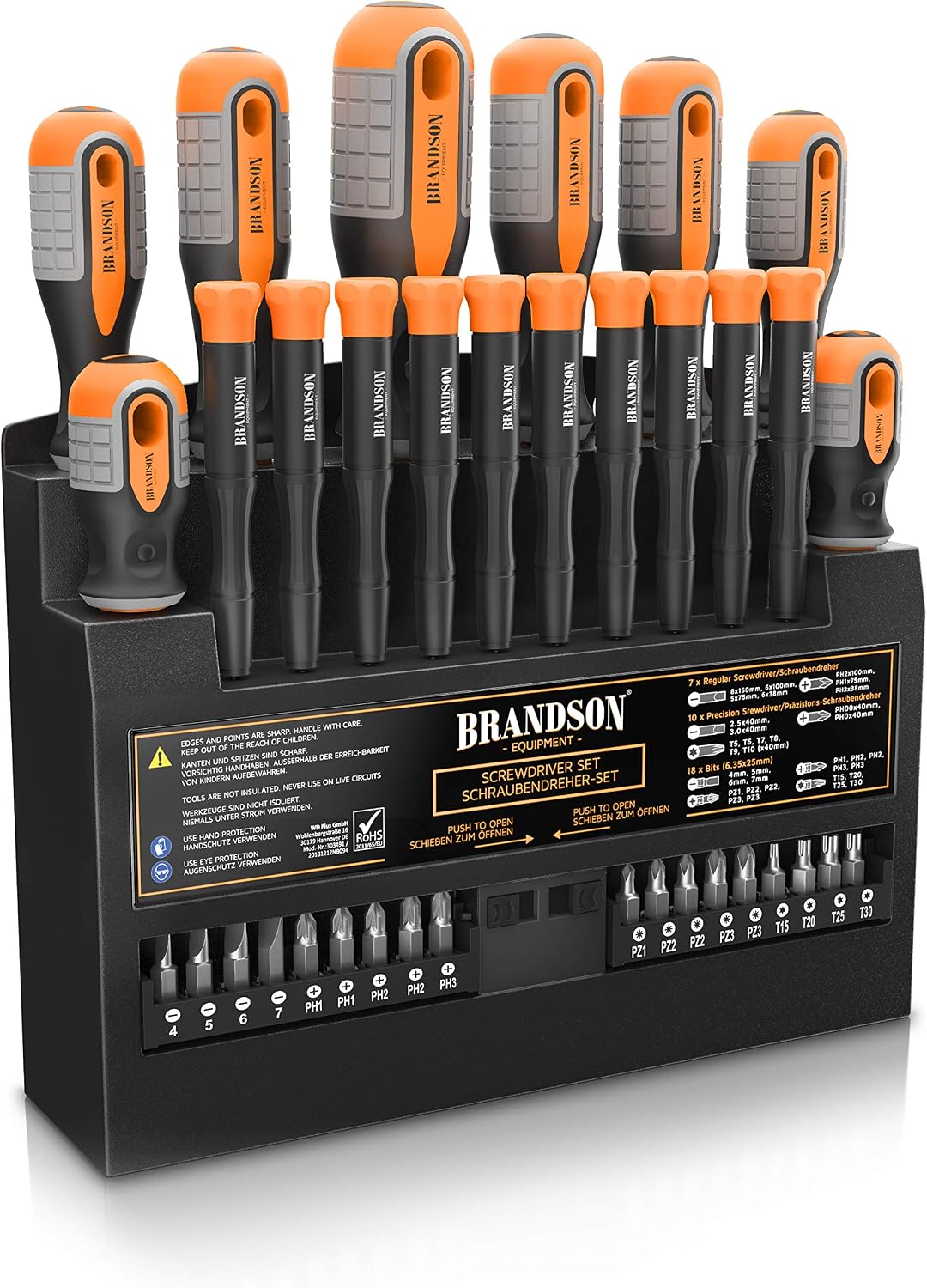 Brandson - Schraubendreher Set 36 teilig - Chrom Vanadium - magnetisch - 18 Bits mit Bithalter - Schlitz und Kreuzschlitz Schraubendreher - Feinmechanik Schraubendreher - Schraubenzieher Satz