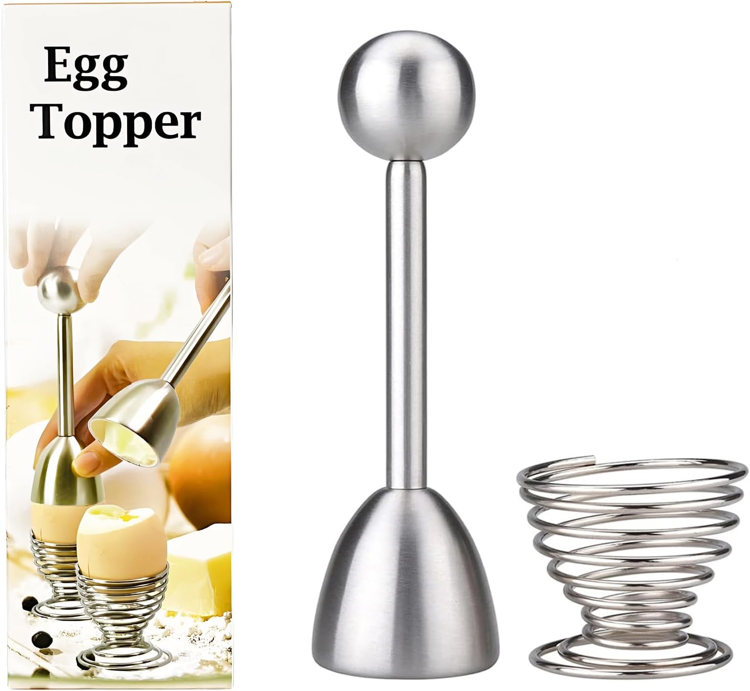 Pretop Eierköpfer + einem Eierbecher | Eieröffner Eier Cutter Cracker Edelstahl 14 cm
