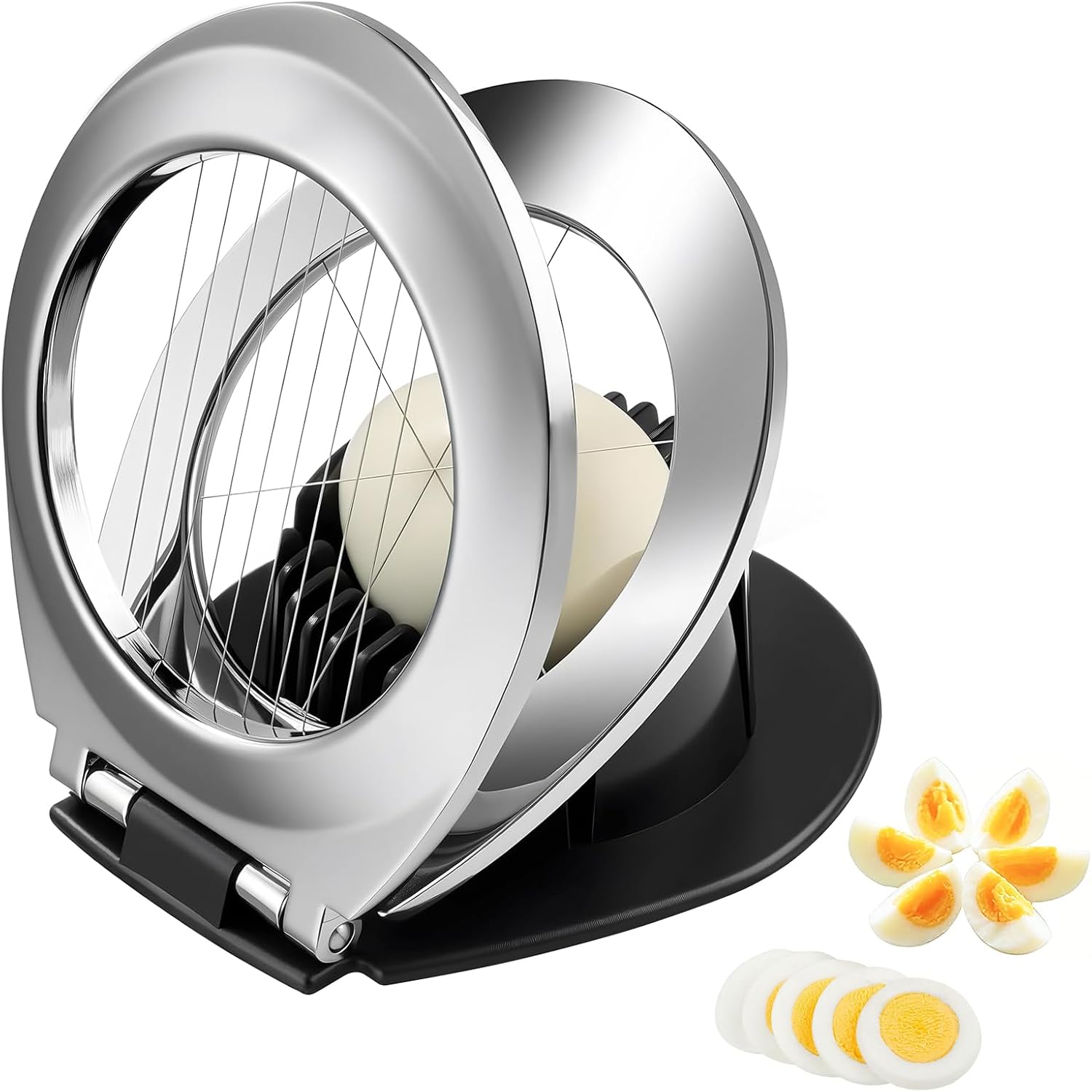 Eierschneider Edelstahl, 2-in-1 Egg Slicer mit Edelstahl-Draht