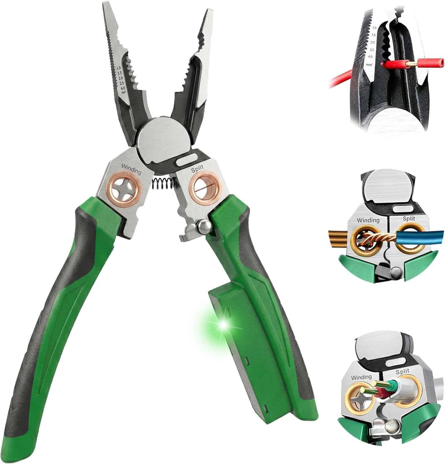 Abisolierzange mit Strommessfunktion, 8 in 1 Zange Elektriker, Multifunktion Abisolierer mit Spannungsprüfer & Alarmen, Zange Elektriker, Multifunktionszange, Abisolierwerkzeug