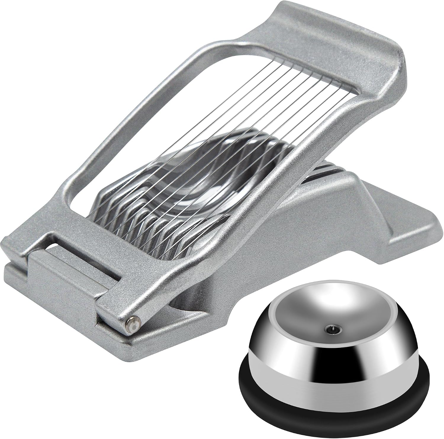 Eierschneider mit Eierstecher, Eierschneider aus Edelstahl, Spülmaschinenfest, Eischneidewerkzeug Aluminium Eierteiler für runde und ovale Scheiben Eierpiekser für alle Eiergrößen