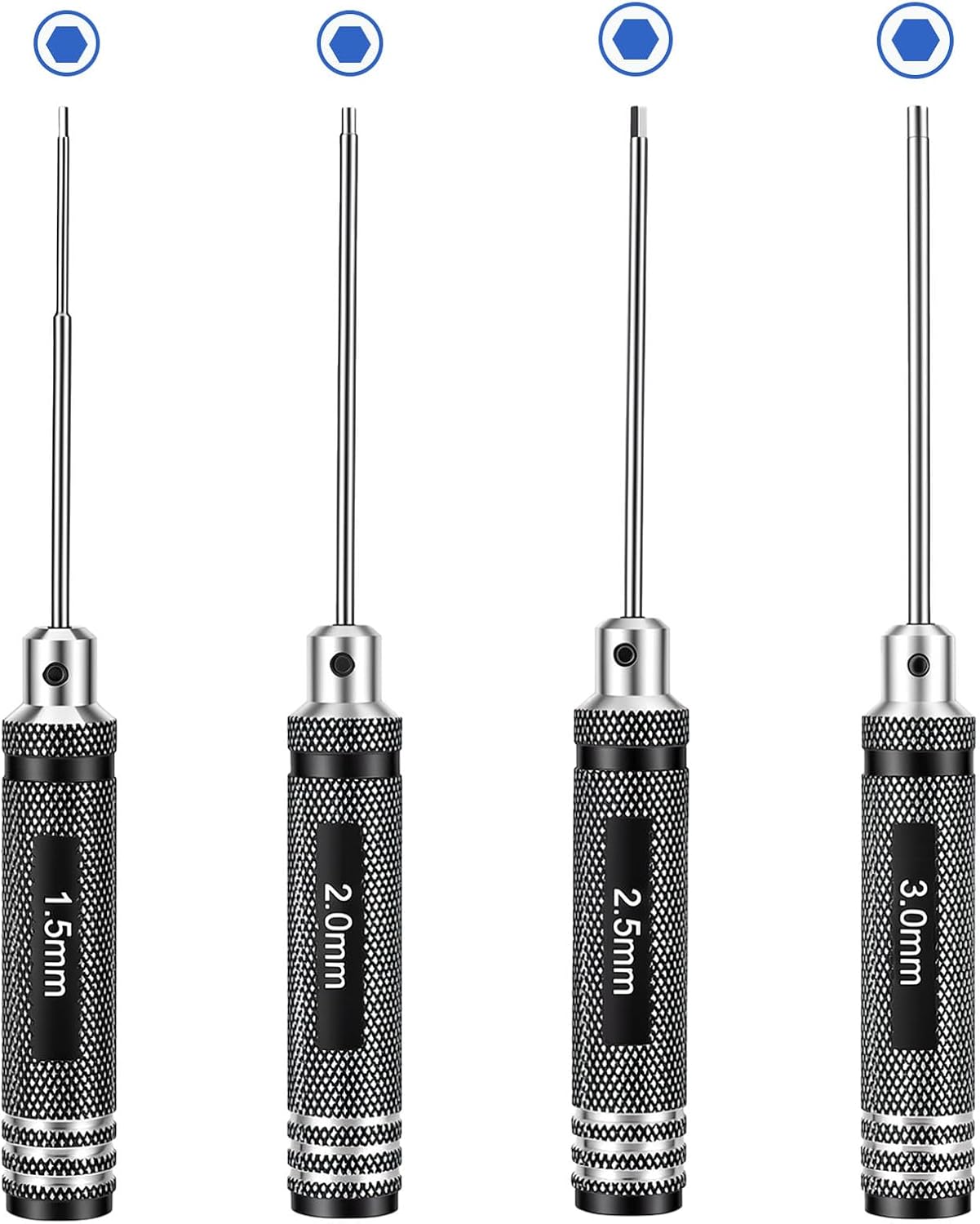 Schraubendreher, Sechskant Schraubendreher Set, RC Werkzeug Innensechskant Schraubenzieher mit 4 Spitzen, 1.5 mm, 2 mm, 2.5mm, 3.0 mm, für Modellbau, RC Autos, Drohnen und Boote