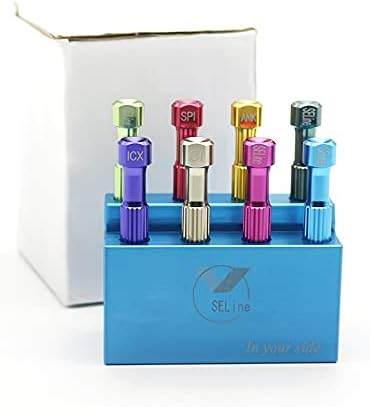 Labor-Implantat-Schraubendreher-Set, 8-teilig, Techniker-Abutment, Mini-Schraubendreher-Werkzeug-Set mit Stahlhalterbox (blauer Ständer)