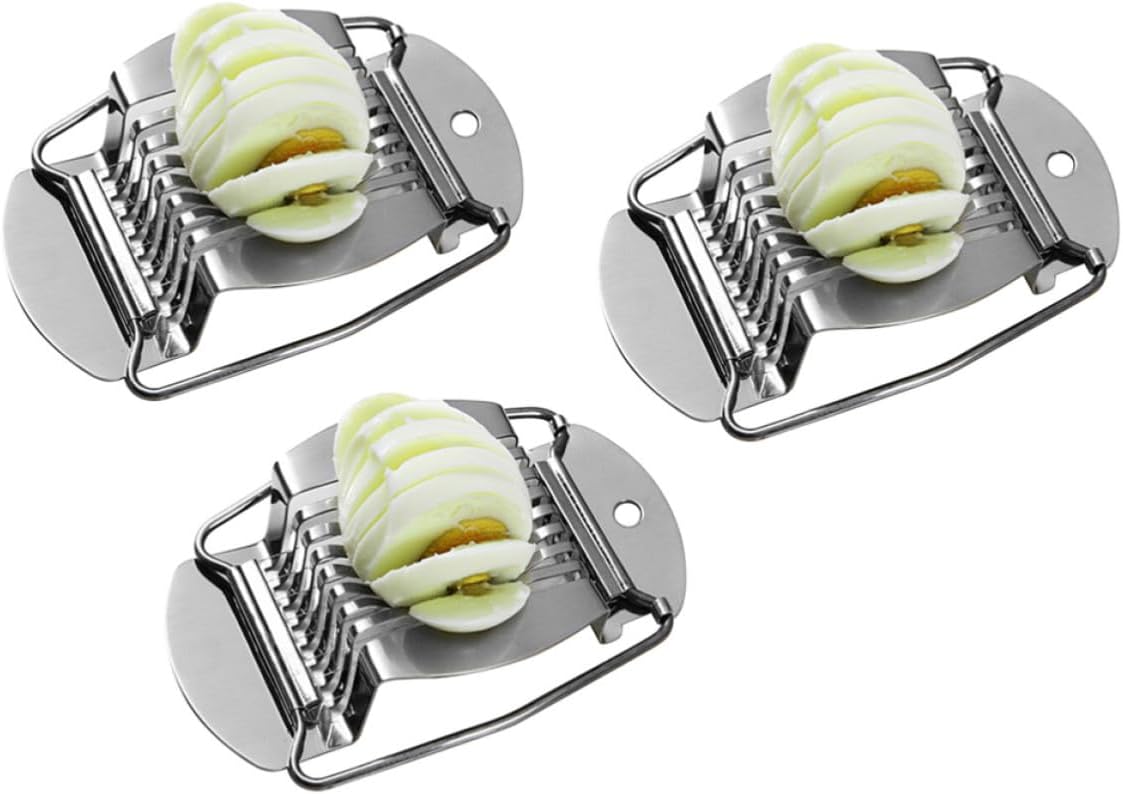 3 STÜCKE Edelstahl Eierschneider für Eier, Obst und Weiche Käse, silber
