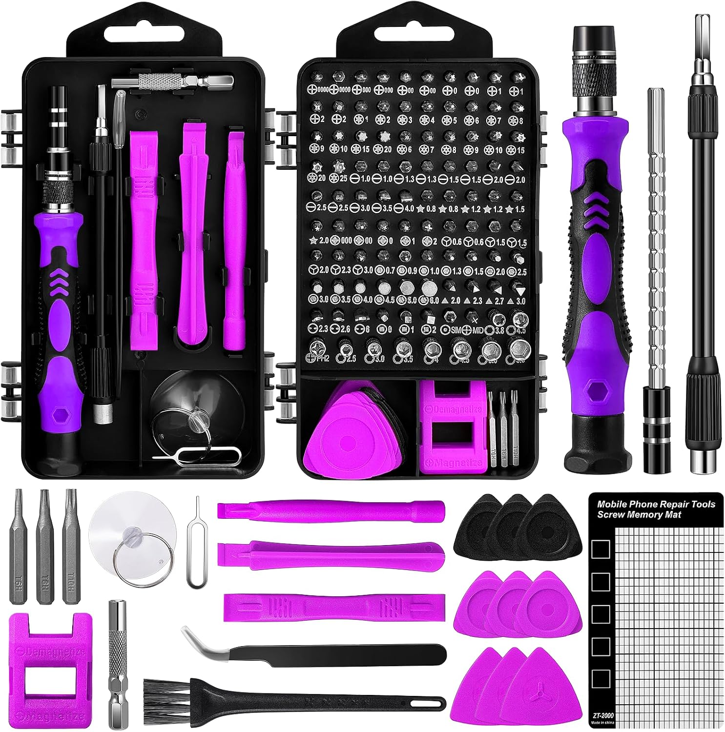 Zeawavsl Feinmechaniker Schraubendreher Werkzeug Set, 122 in 1 Mit kleiner Bürste, Handy Reparatur Werkzeug Set für Smartphones, IPhones, Tablets, Laptops, Kameras, Brillen (Red)