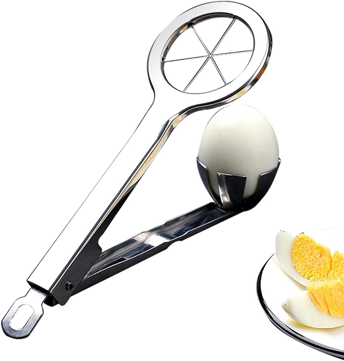 Edelstahl-Draht-Eierschneider, Eierschneider mit Griff für hart gekochte Eier, robuster Lebensmittel-Obstschneider mit sechs Klingen, spülmaschinenfest