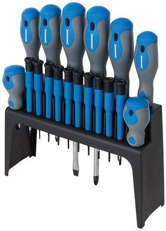 Silverline 633940 Weichgriff-Schraubendreher, 18-tlg., Blau/schwarz