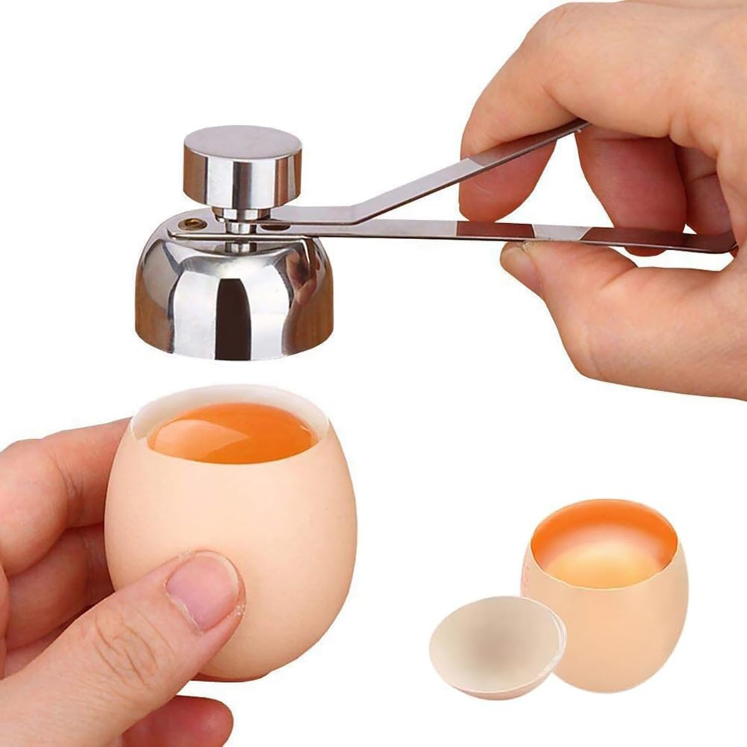 Eierschneider Eierköpfer Edelstahl Cracker Eierschalenöffner Eierschalentrenner Küchenwerkzeuge für rohe weiche hart gekochte Ei Pudding Desserts