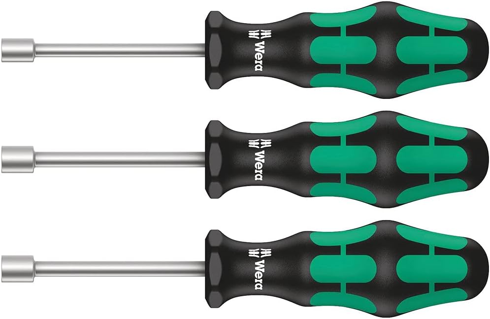 Wera HO/3 Sanitär Steckschlüssel-Schraubendrehersatz, 3-Teilig, Schwarz, Grün