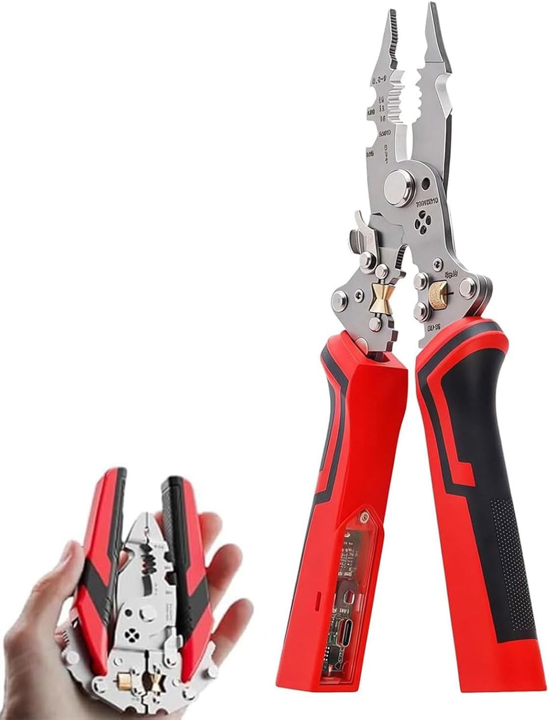 16 in 1 Wire Stripper Twister for Cutting and Pulling Wires,16-in-1 Abisolierzange,Kabelabisolierzange mit Spannungsprüfer,Faltbarer Abisolierzange Kabelschere zum Abisolieren,Wickeln,Spalten