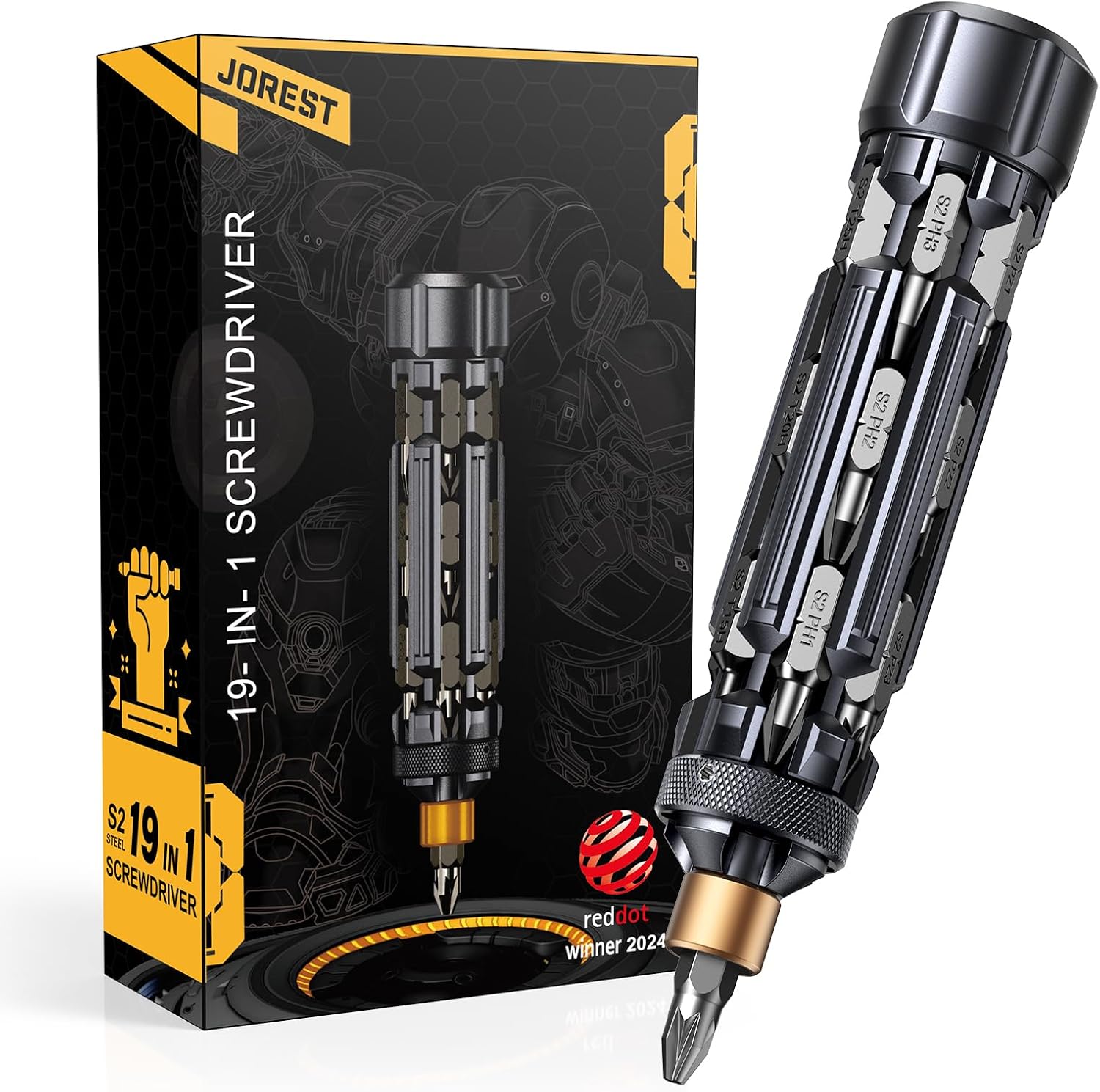 JOREST 19 in 1 Multibit Schraubendreher Set, Vatertagsgeschenk für Papa, EDC Multifunktionswerkzeug Geburtstagsgeschenk für Männer, Papa Geschenk zum Vatertag, Reparaturwerkzeug für Computer und Möbel