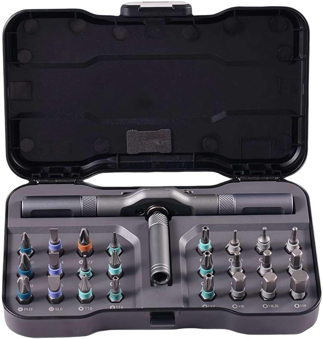 24-in-1 Multi-Bit-Ratschenschlüssel-Schraubendreher-Set mit magnetischen Schraubendreher-Bits, abnehmbarer T-Ratschengriff
