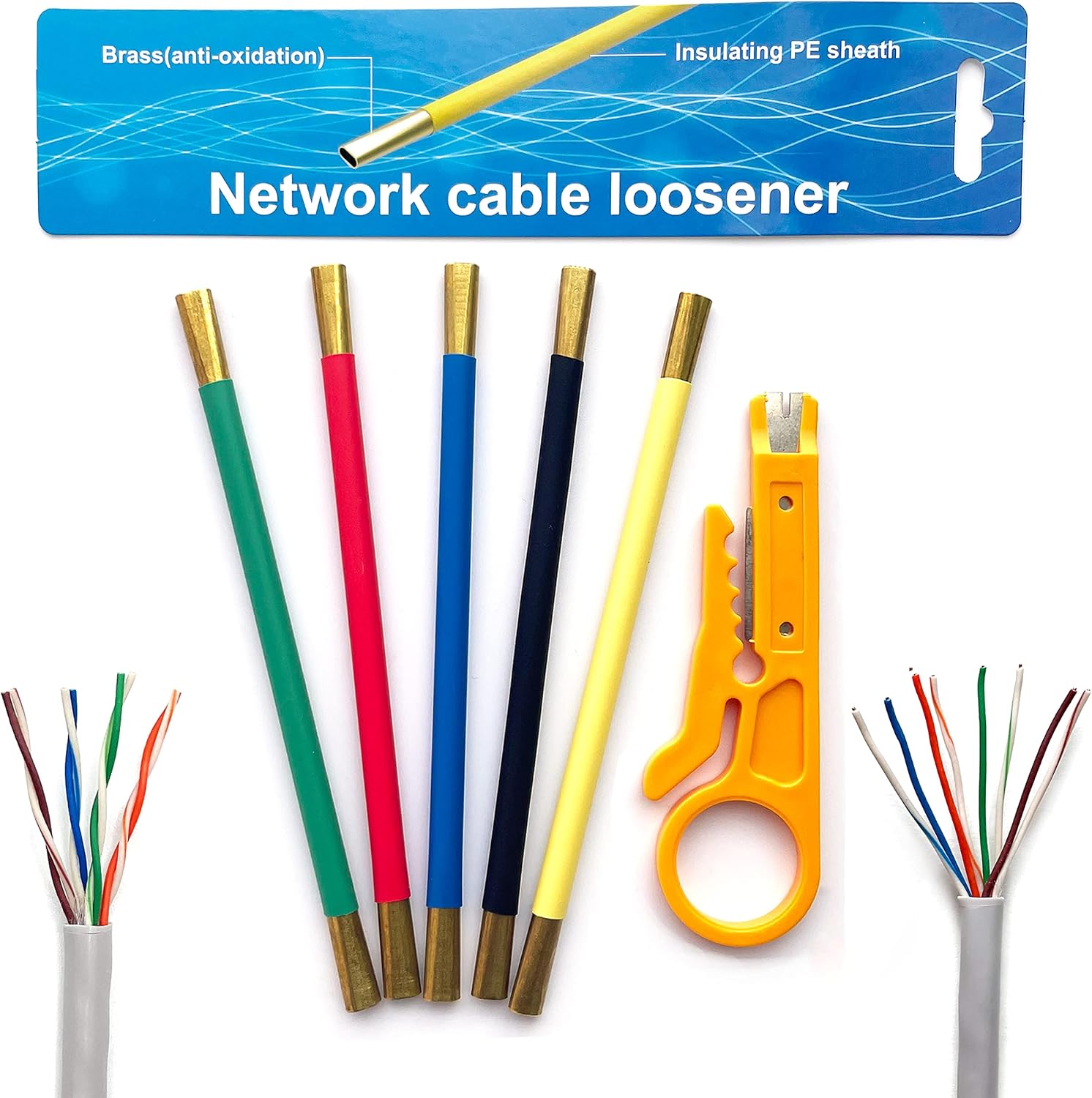 LIUJINCAN Entdrillungswerkzeug für verdrillte Netzwerkkabel (CAT5/6/7 & RJ45) – Reduziert Finger‑Unbehagen & Steigert Effizienz bei Großprojekten für Netzwerktechniker (Gelb, CAT5/6)