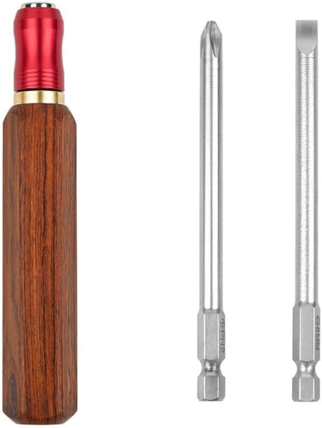 Holz-Schnellwechsel-Schraubendreher-Griff, magnetischer 1/4-Zoll-Bit-Treibergriff, Schnellspann-Bithalter, Kreuzschlitz-Schraubendreher-Bit-Set mit Schnellwechsel-Holzgriff für einfache Handhabung (B)
