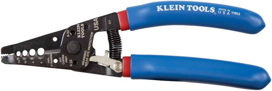 Klein Tools 11053 Klein-Kurve Abisolierzange mit Drahtschneider | Für mehrdrähtige Kupferleiter ca. 3,3–13,3 mm² | Selbstöffnend und verriegelbar | Komfortgriffe, 19,1 cm
