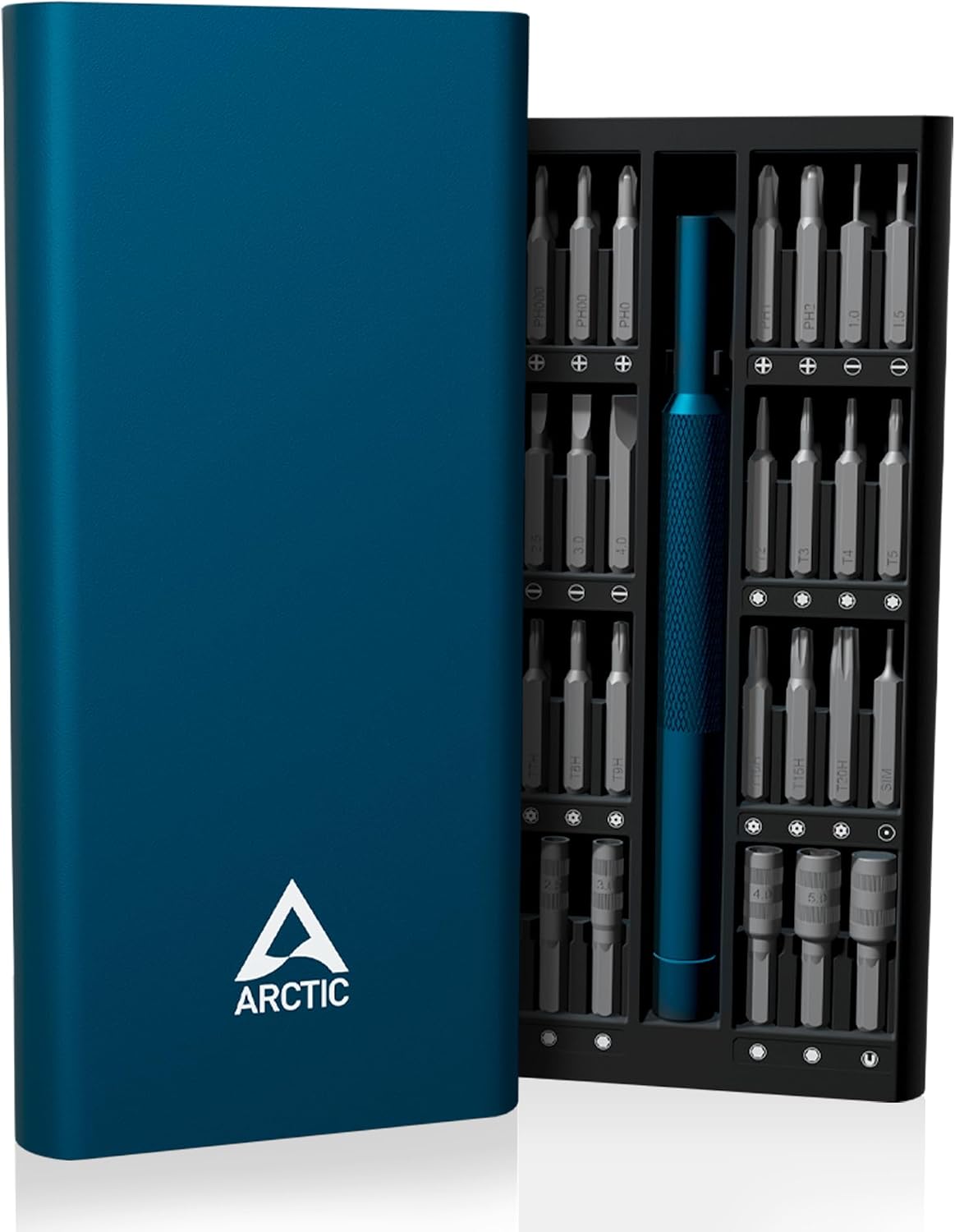 ARCTIC Precision Screwdriver Toolkit - Präzisionsschraubendreher-Set 62 in 1, Kreuz/Schlitz/Torx/Pozidriv/Hex, Aluminiumgehäuse, Feinmechanik, für Elektronik, Laptop, Tablet, Computer, Brillen, Uhren