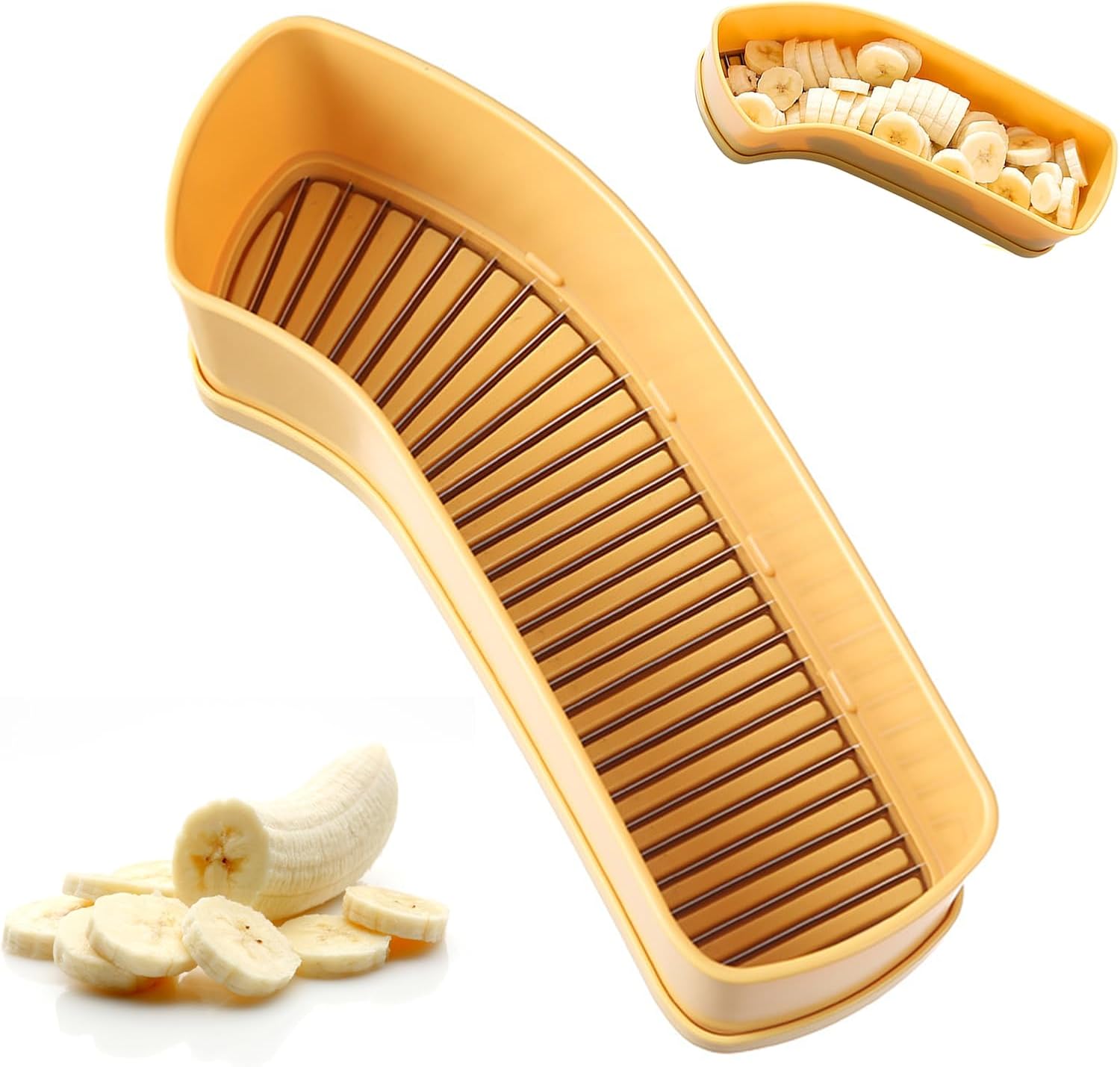 Großer Bananenschneider, Obstschneider, Multifunktionaler Eierschneider für Hartgekochte Eier, Erdbeerschneider, Käse- & Butter-Schneider, Küchenhelfer für Gemüse & Wurst