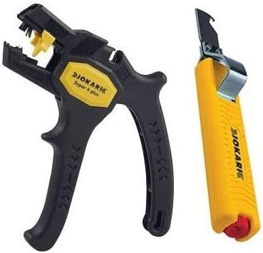 Jokari Handwerker Set - Super Entmantler Secura No. 15 mit LED-Taschenlampe, robust und vielseitig für Rundkabel 490319