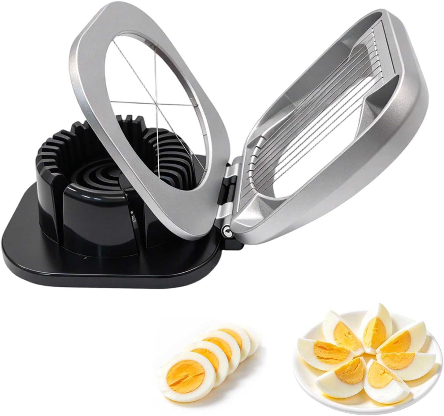 Metall‑Eierschneider, 2 in 1 Eierschneider mit Edelstahl‑Drähten