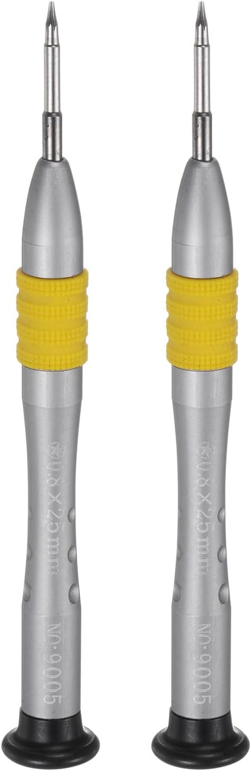 QUARKZMAN 2 Stück Präzisions Sternschraubendreher 0.8mm 5 Punkt Kopf Gelb