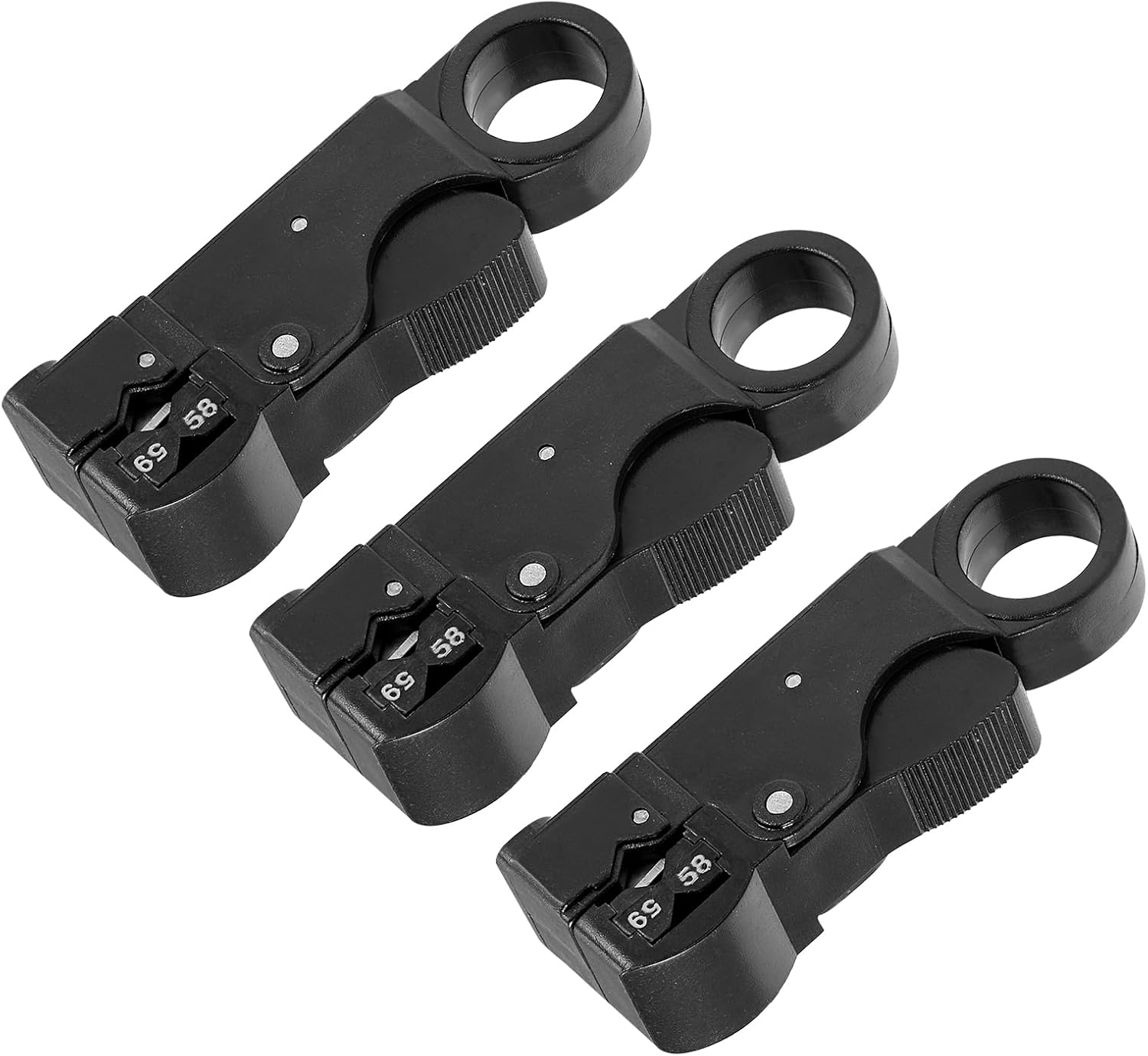 QUARKZMAN Rotierendes Koax Koaxial Kabel Abisolierzange Werkzeug für RG58/59/62/3C/4C Draht Abisolierzange Netzwerk Werkzeug Draht Zange Crimper 3 Schwarz