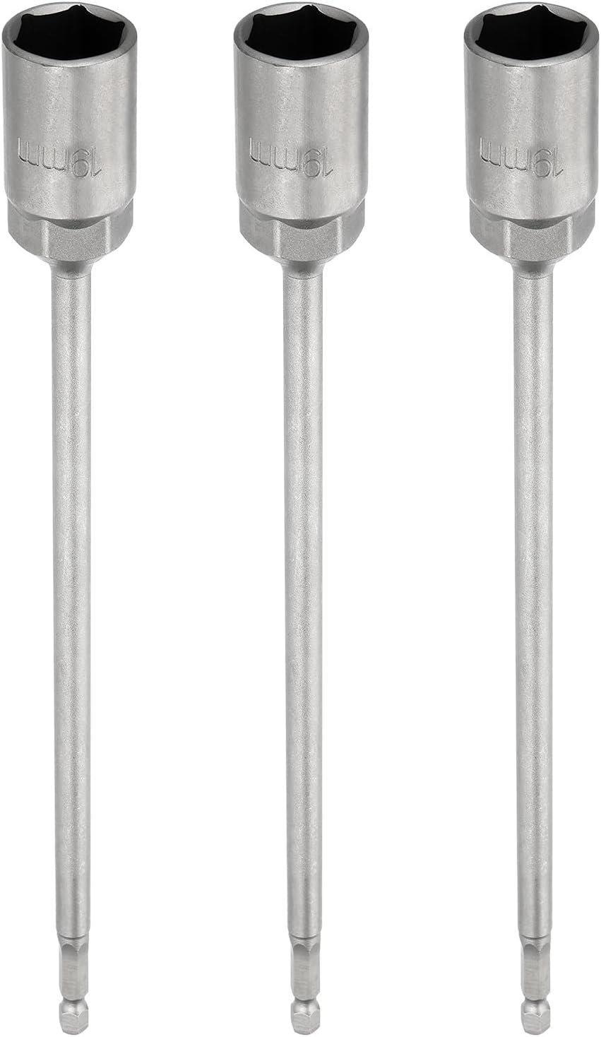 QUARKZMAN 3 Stück 7mm 6-Punkt Steckschlüssel Stecknuss mit 1/4" Sechskantschaft, 250mm Lang Bohrerspitze Schnellwechsel CR-V Stahl Schraubendreher für Reparatur, Silber