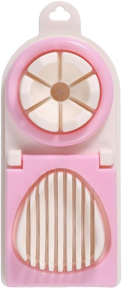 SUPVOX Multifunktionaler Eierschneider für Hart Gekochte Eier aus Robustem Edelstahl mit Doppelkopf und Praktischer Handhabung Küchen Schneidewerkzeug für Gemüse und Obst Tragbar Pink