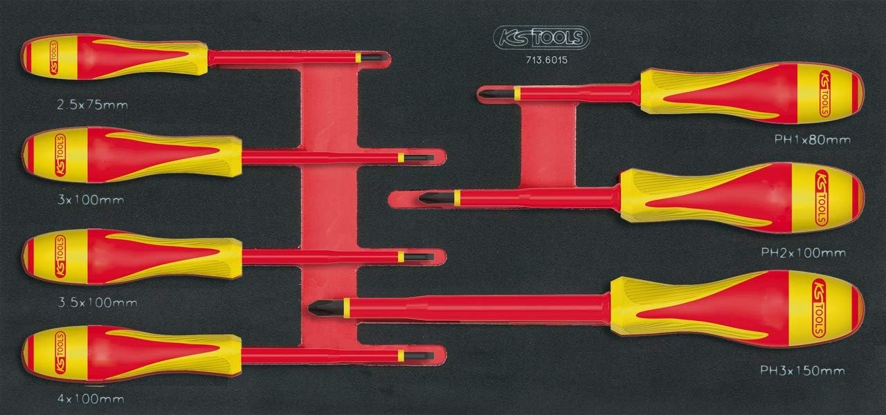 KS Tools 713.6015 Ultimate 7 Module Isolierter Schraubendreher, 1000 V, Schlitz/Kreuzschlitz