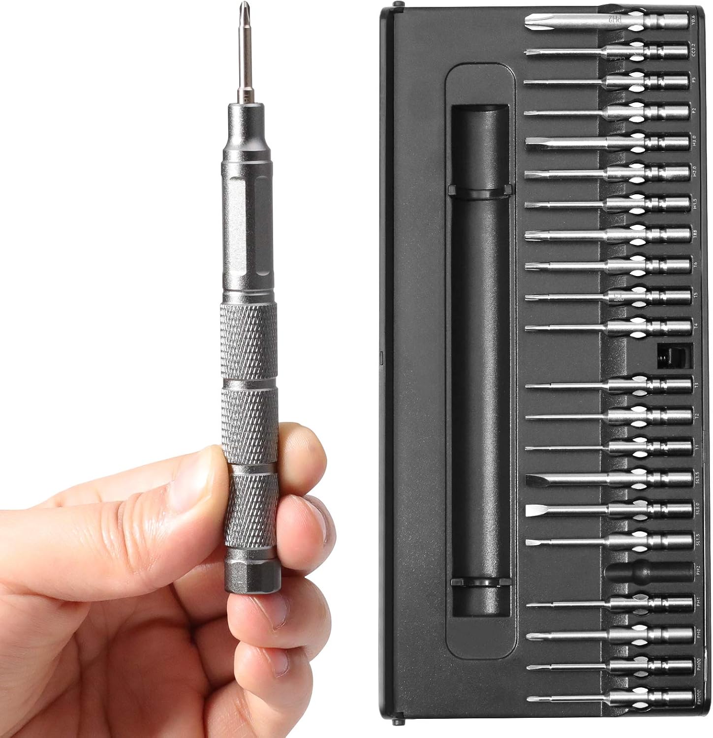 Präzisions-Schraubendreher-Set Reparaturwerkzeug-Kit, 23-in-1-Mini-Bohrmaschine für iPhone-Laptop Smartphone MacBook Xbox Uhren Brille, Aufbewahrungskoffer mit Magnetverschluss