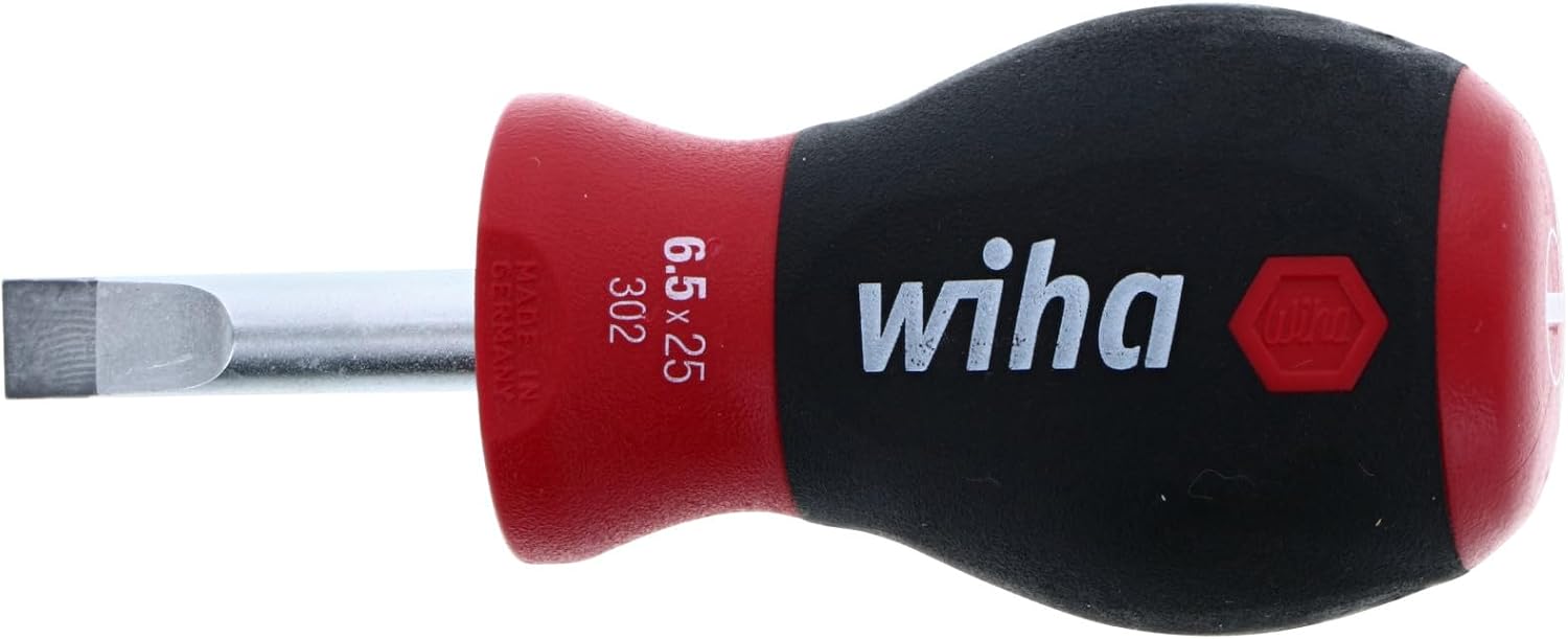 Wiha 30265 Stubby Schlitz-Schraubendreher mit SoftFinish Griff, 6,5 x 25 mm
