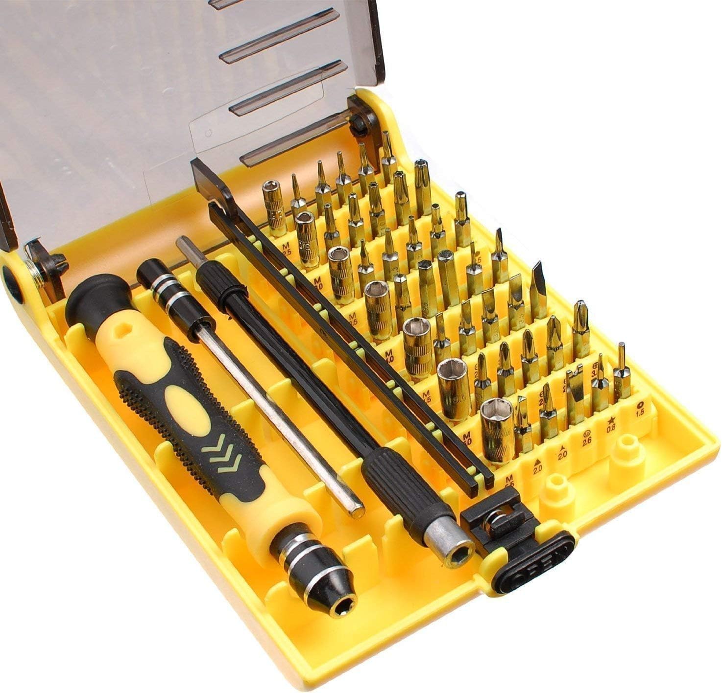 MMOBIEL 45-in-1-Schraubendreher-Set (T3/4/./20, Dreieck, Stern), kompatibel mit Computer-Reparaturen, Elektro, Mobilfunk, TV
